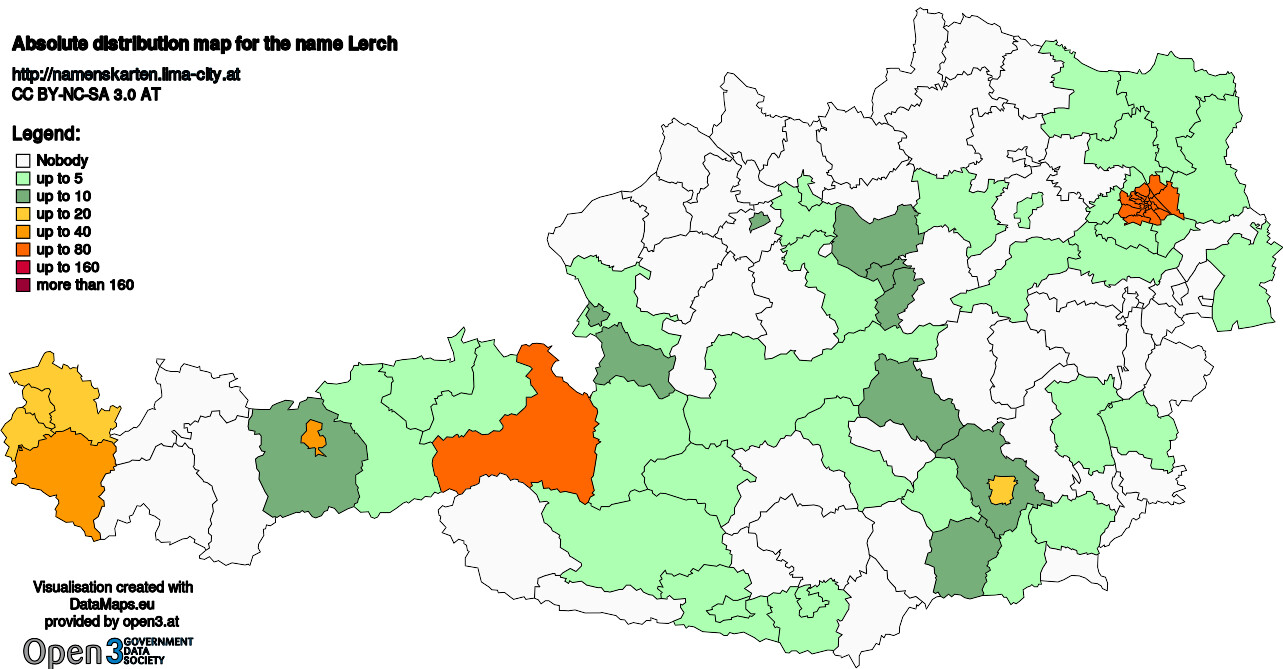 Absolute Distribution maps for surname Lerch