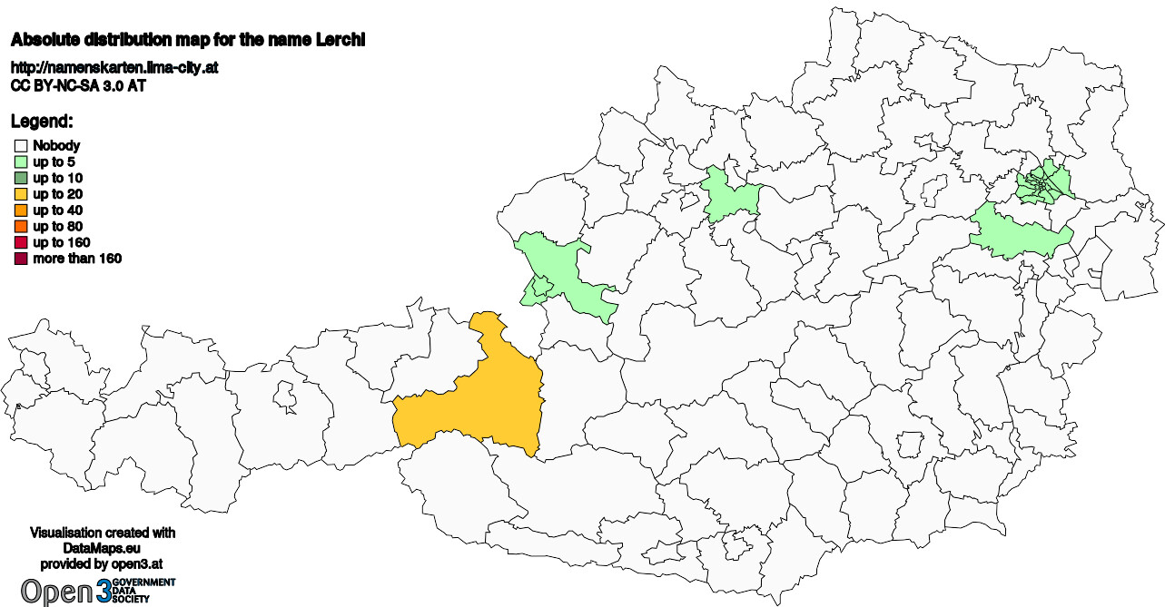 Absolute Distribution maps for surname Lerchl