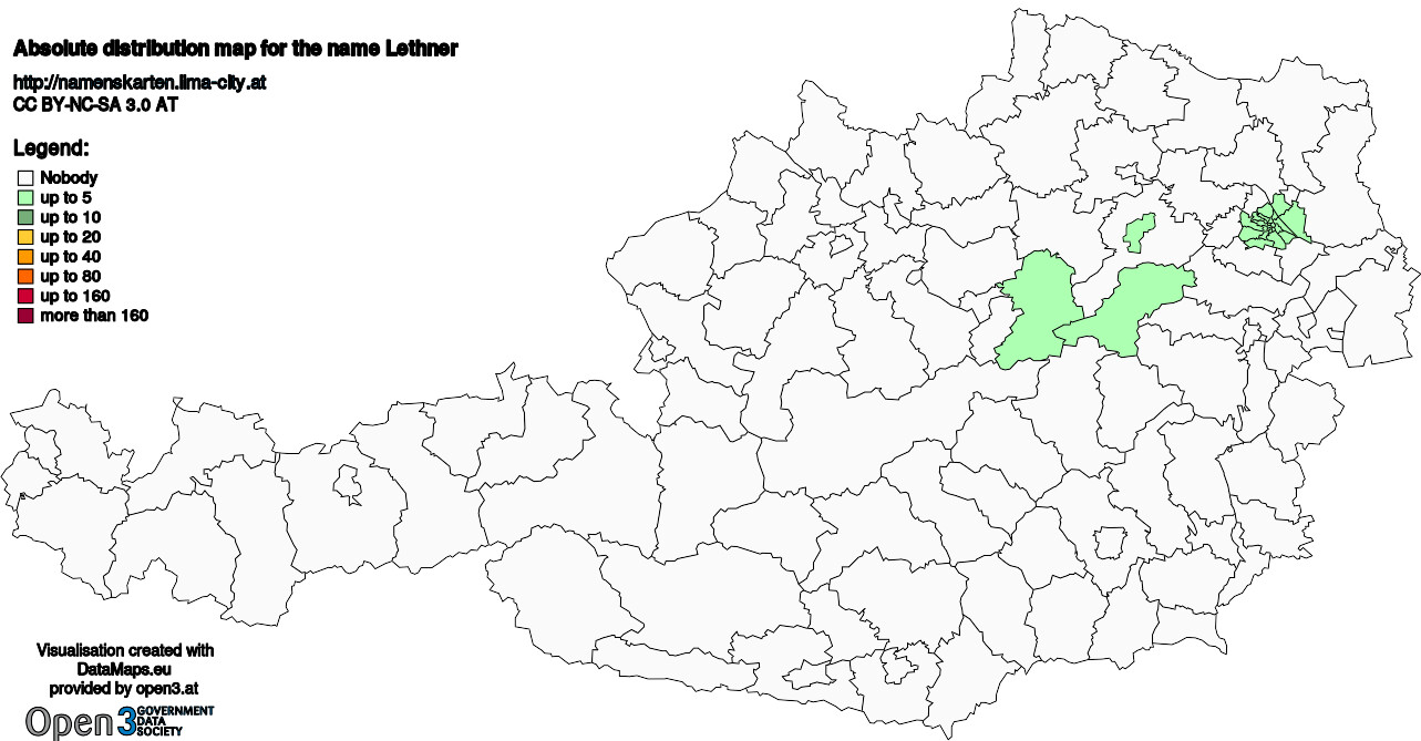 Absolute Distribution maps for surname Lethner