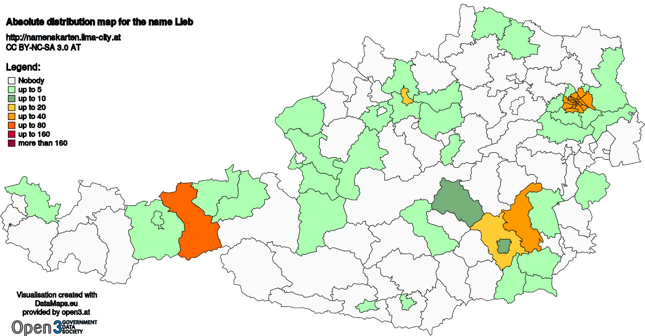 Absolute Distribution maps for surname Lieb