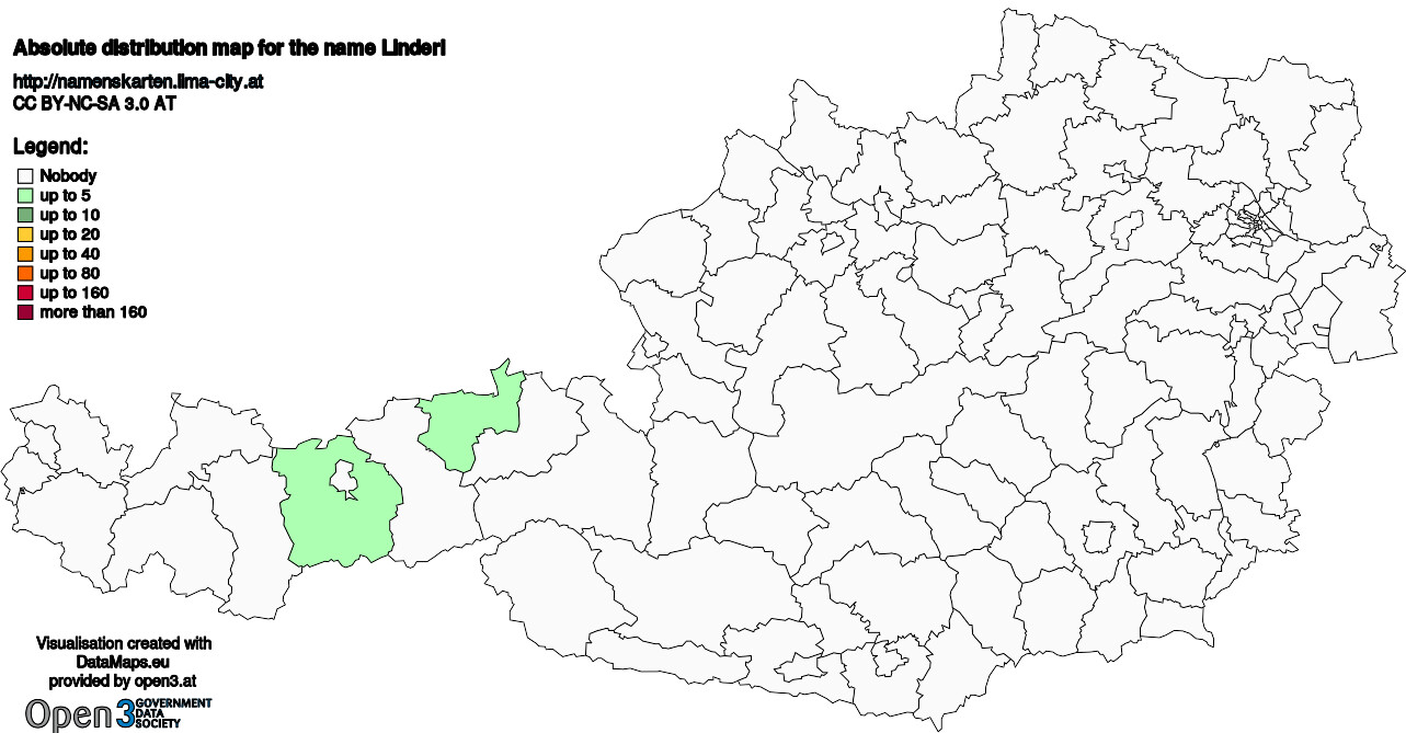 Absolute Distribution maps for surname Linderl