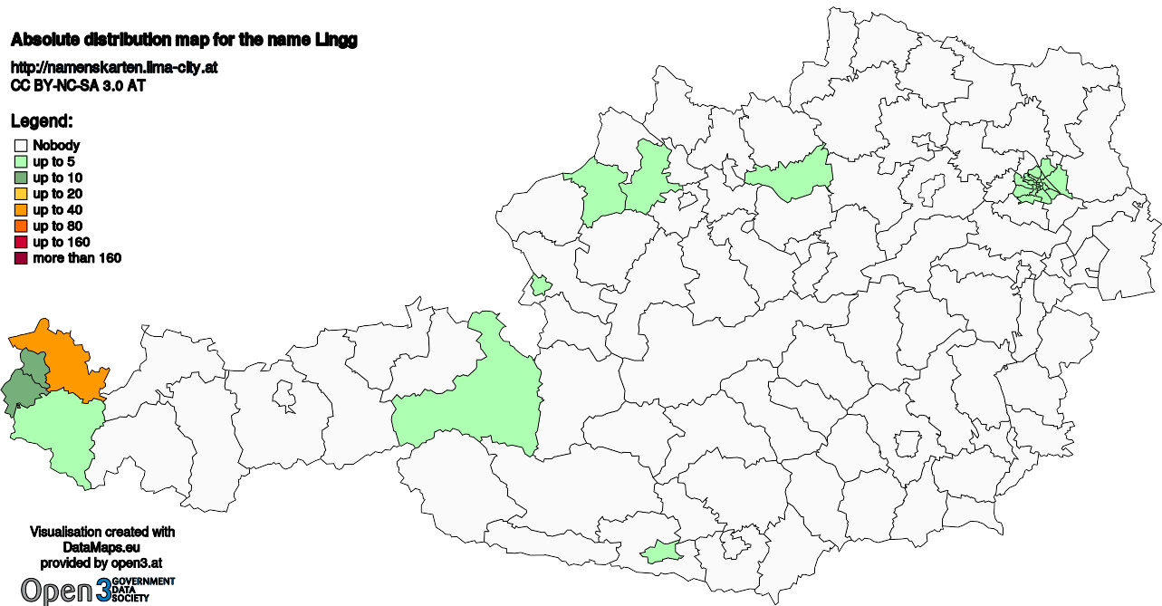 Absolute Distribution maps for surname Lingg