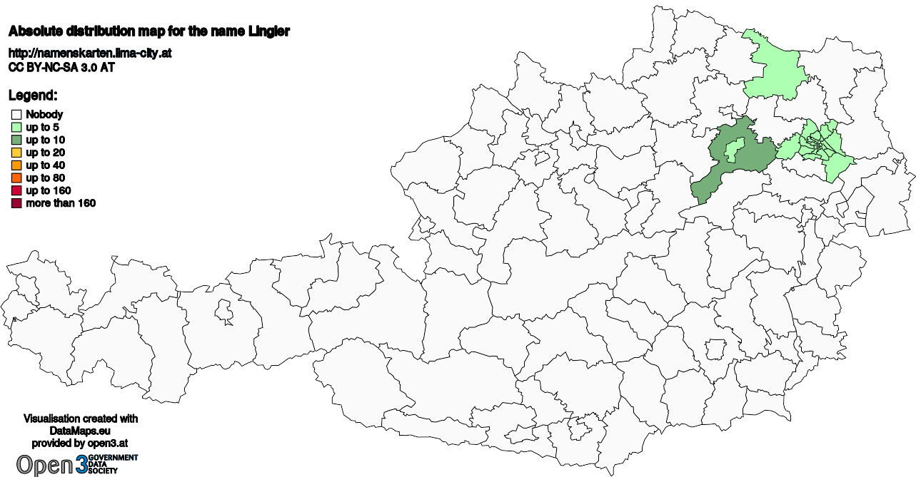 Absolute Distribution maps for surname Lingler
