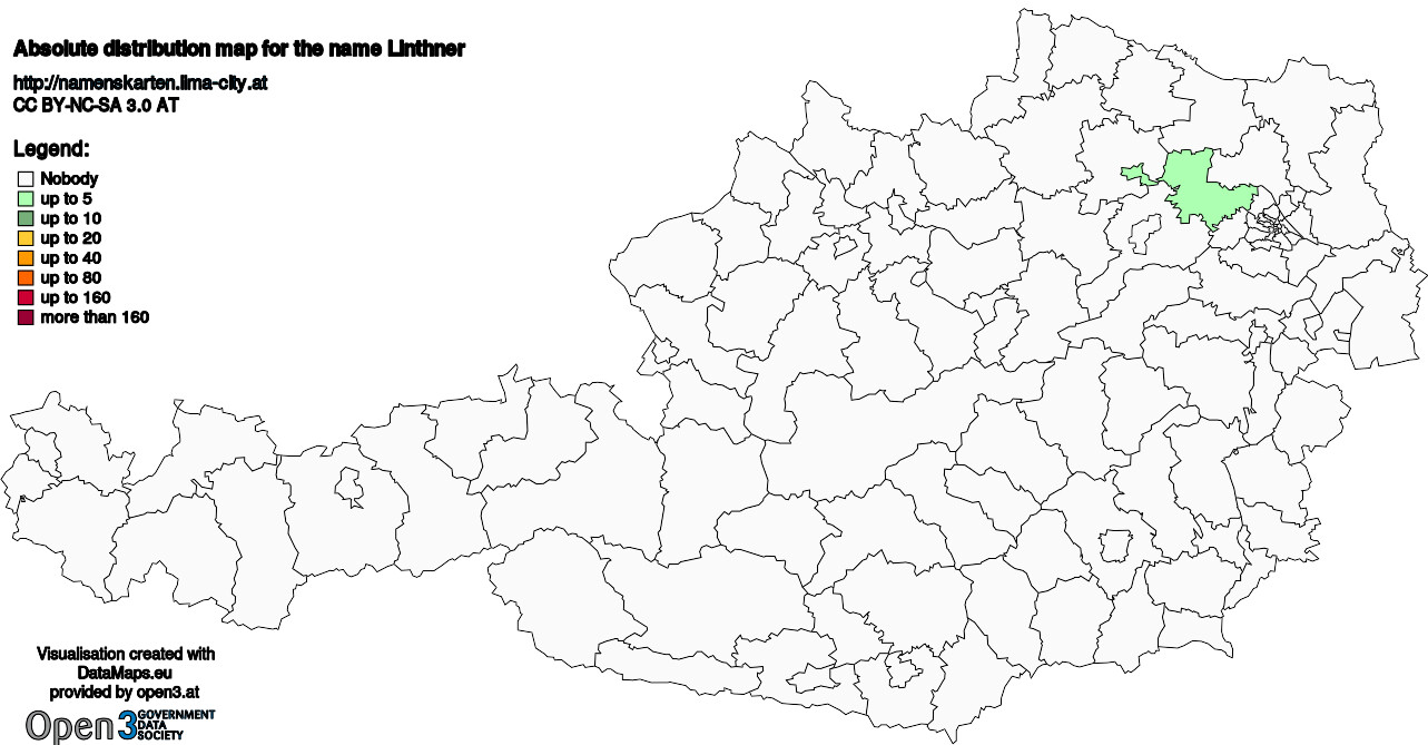 Absolute Distribution maps for surname Linthner