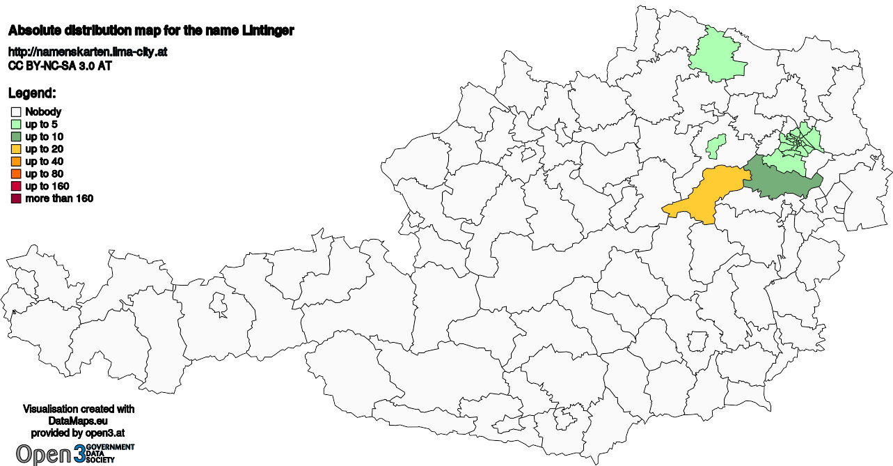 Absolute Distribution maps for surname Lintinger