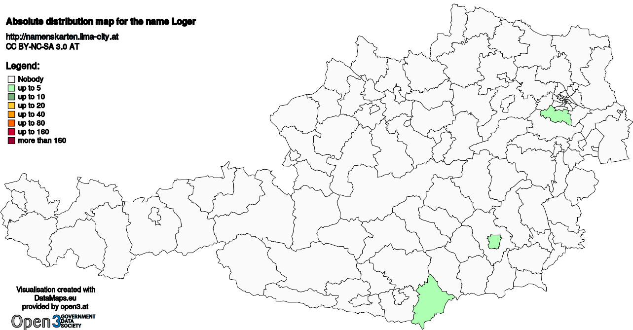 Absolute Distribution maps for surname Loger