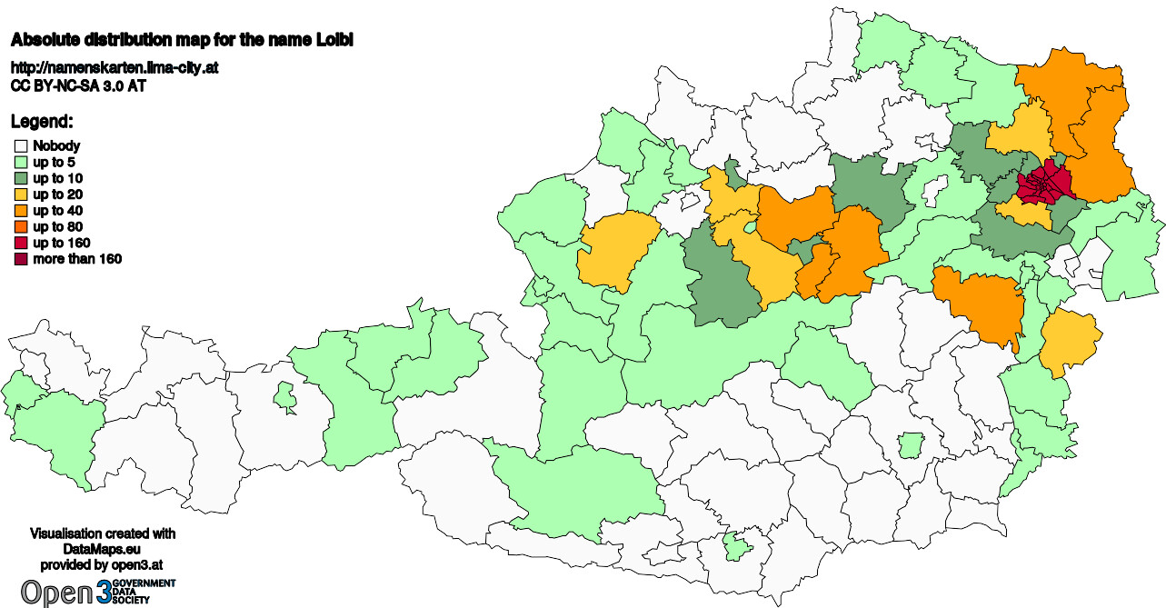 Absolute Distribution maps for surname Loibl