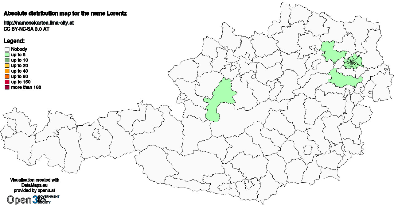 Absolute Distribution maps for surname Lorentz