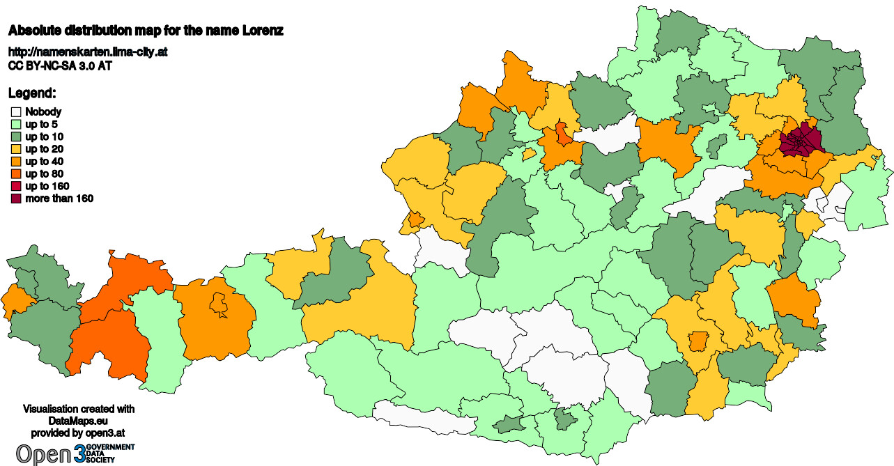Absolute Distribution maps for surname Lorenz