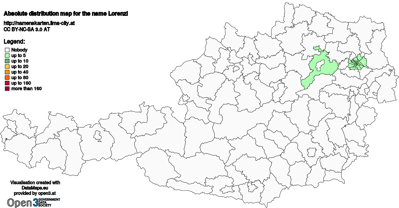 Absolute Distribution maps for surname Lorenzl