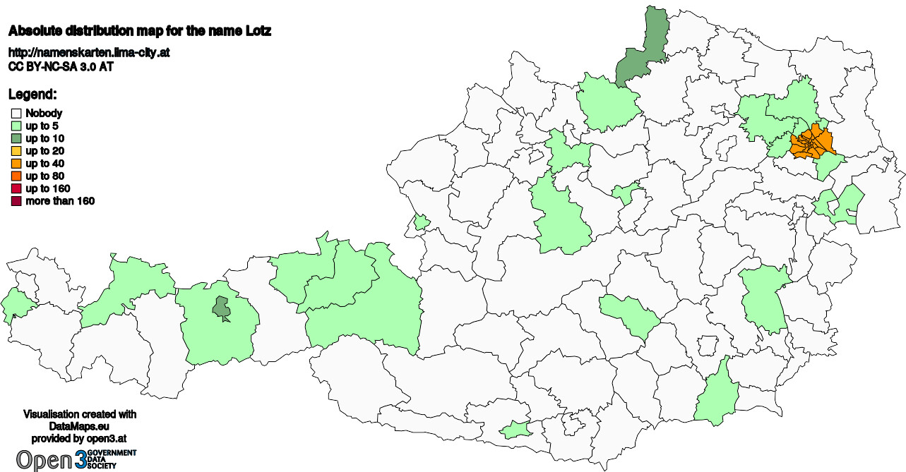 Absolute Distribution maps for surname Lotz