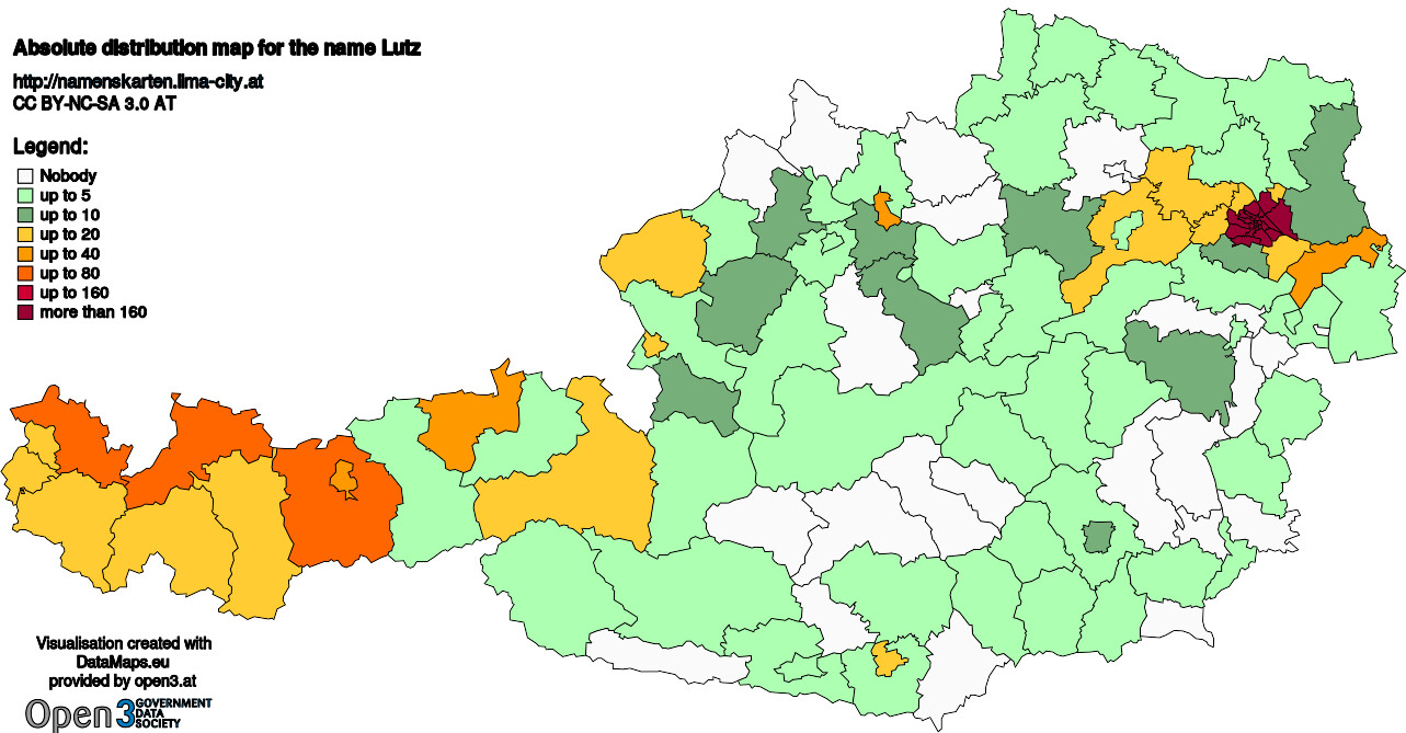 Absolute Distribution maps for surname Lutz