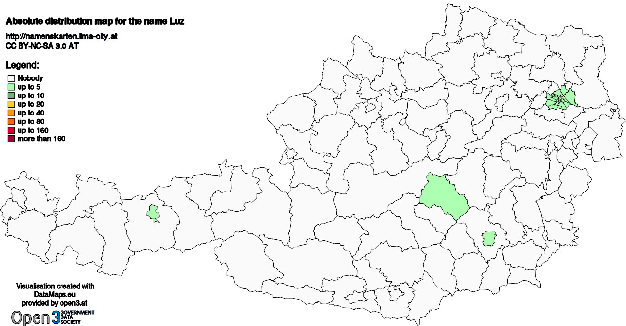 Absolute Distribution maps for surname Luz