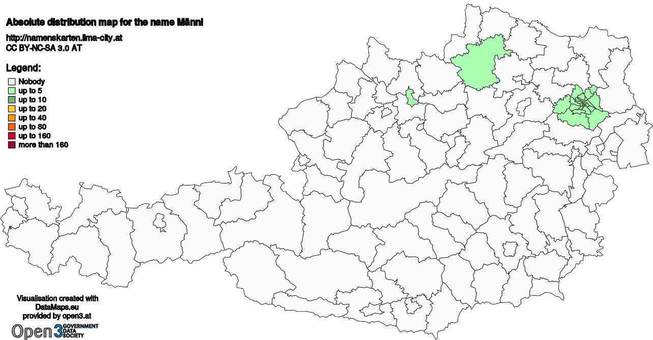 Absolute Distribution maps for surname Männl