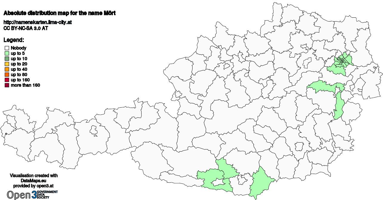 Absolute Distribution maps for surname Mört