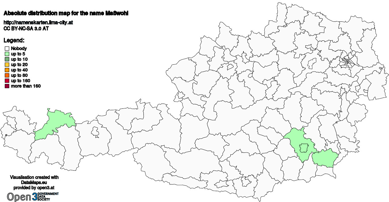 Absolute Distribution maps for surname Maßwohl