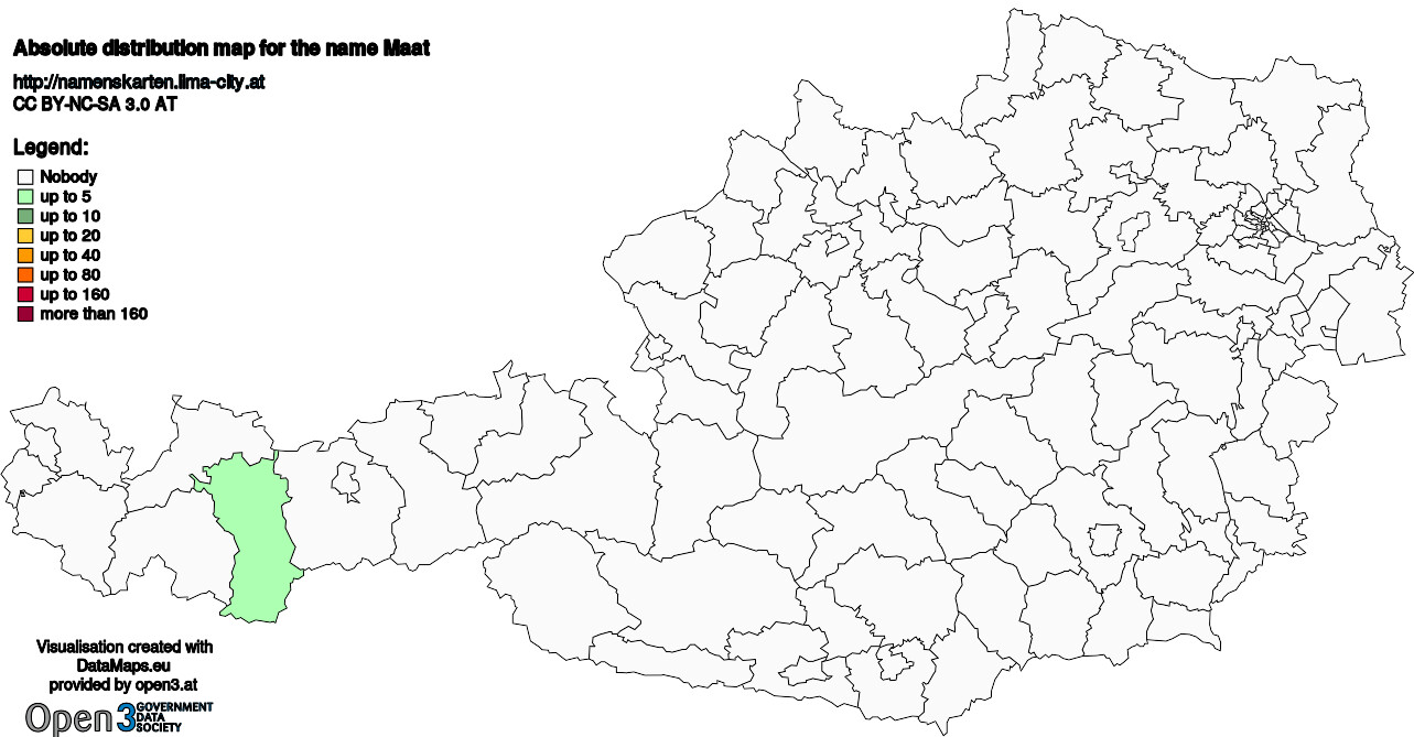 Absolute Distribution maps for surname Maat