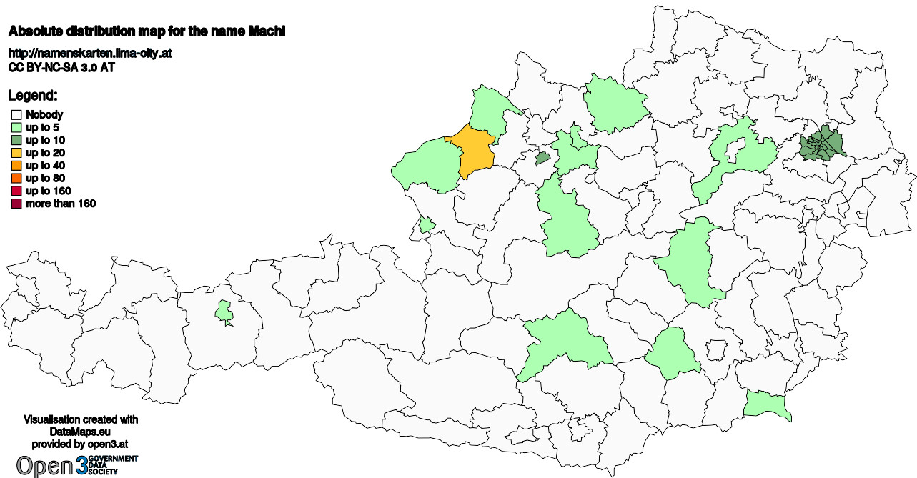 Absolute Distribution maps for surname Machl