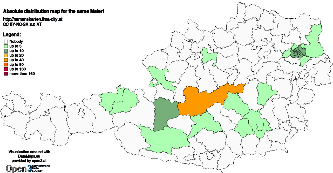 Absolute Distribution maps for surname Maierl
