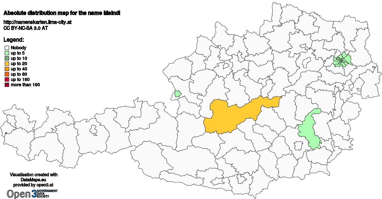 Absolute Distribution maps for surname Maindl