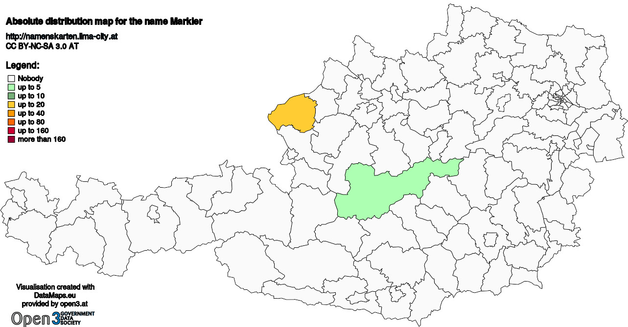 Absolute Distribution maps for surname Markler