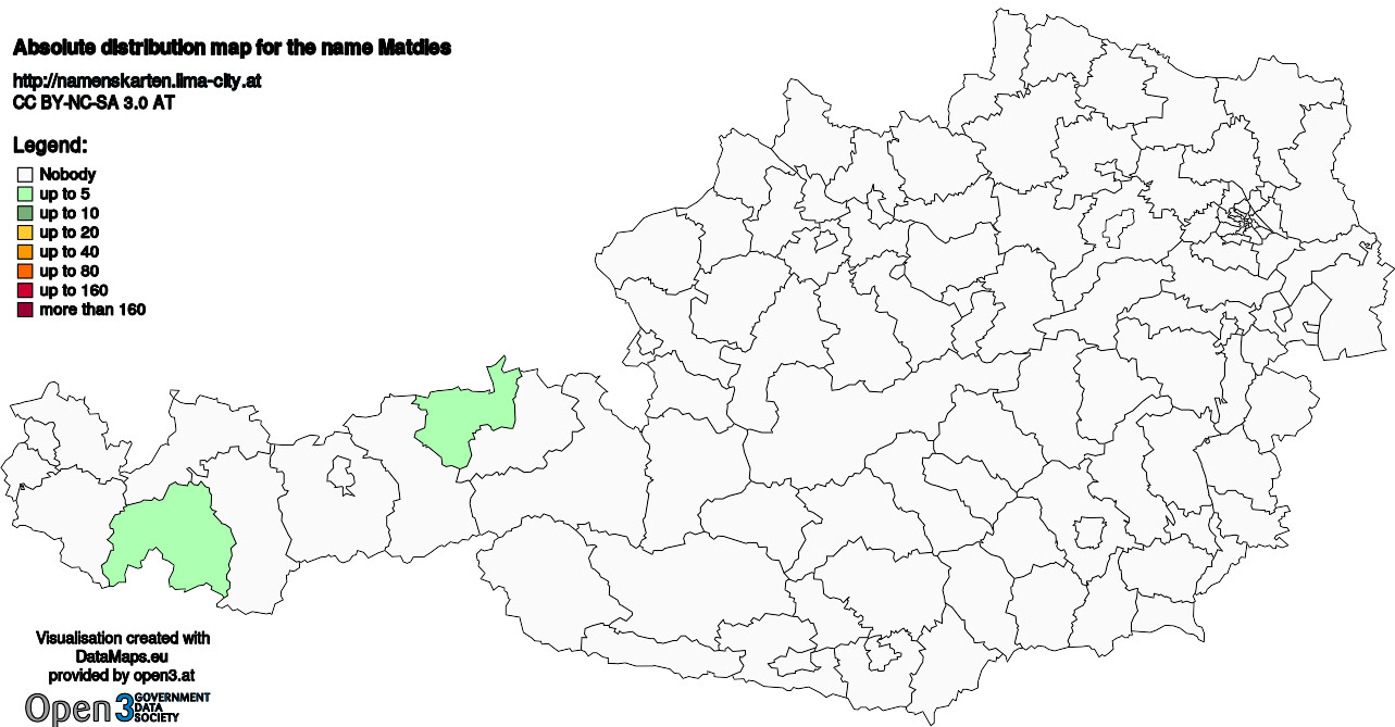 Absolute Distribution maps for surname Matdies