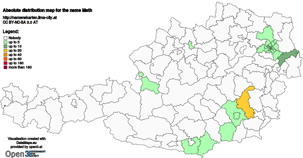 Absolute Distribution maps for surname Math