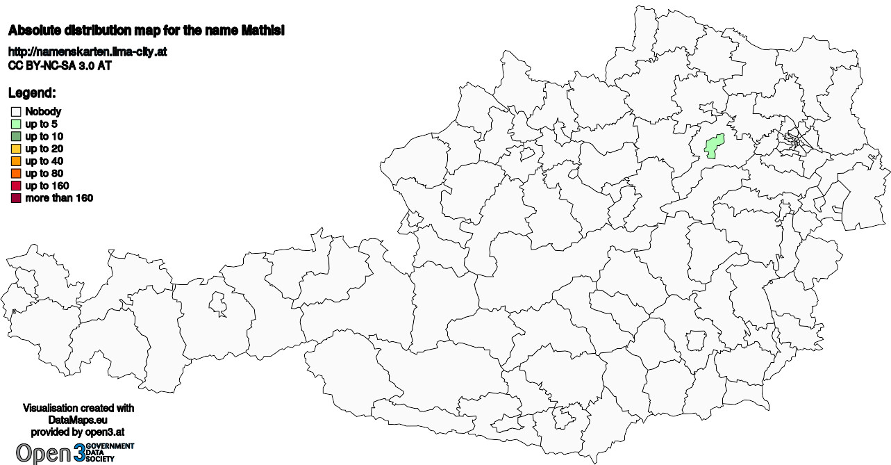 Absolute Distribution maps for surname Mathisl