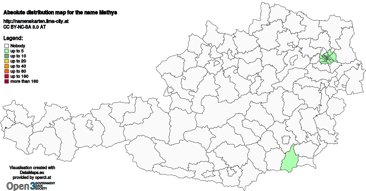 Absolute Distribution maps for surname Mathys