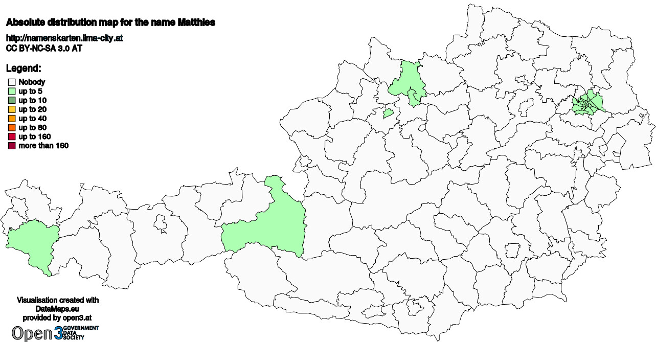 Absolute Distribution maps for surname Matthies