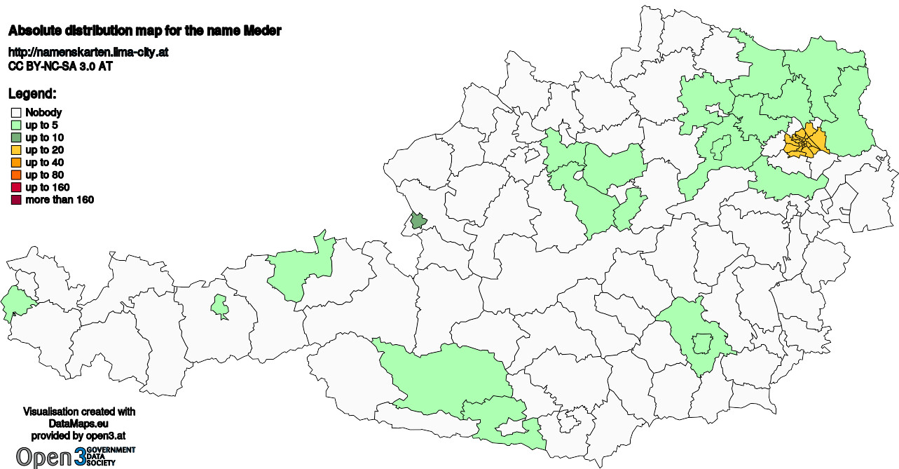 Absolute Distribution maps for surname Meder