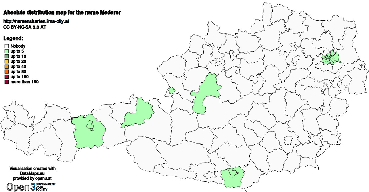 Absolute Distribution maps for surname Mederer