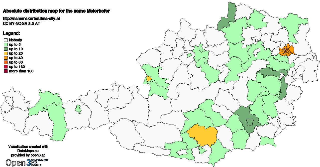 Absolute Distribution maps for surname Meierhofer