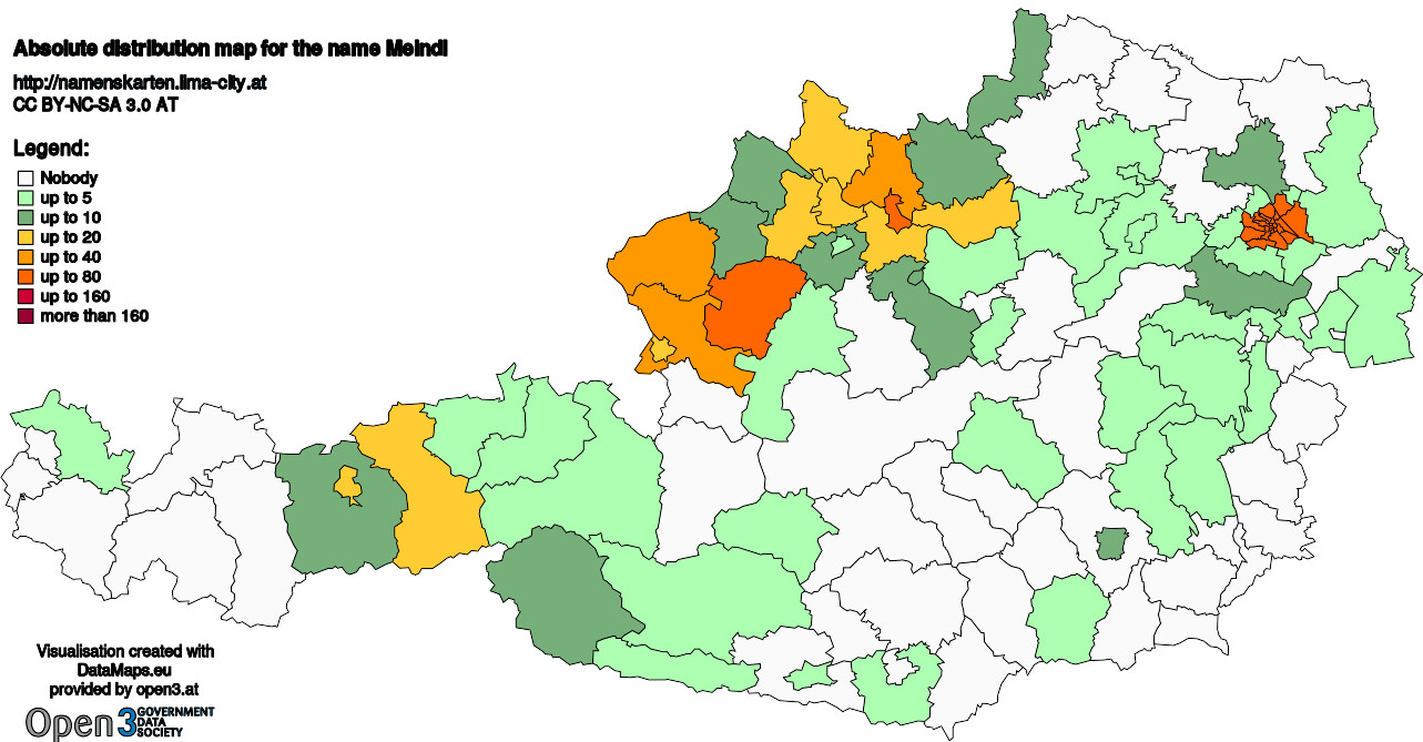 Absolute Distribution maps for surname Meindl