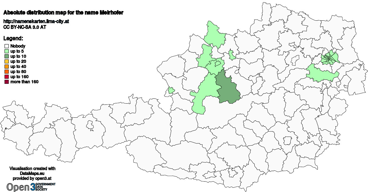 Absolute Distribution maps for surname Meirhofer