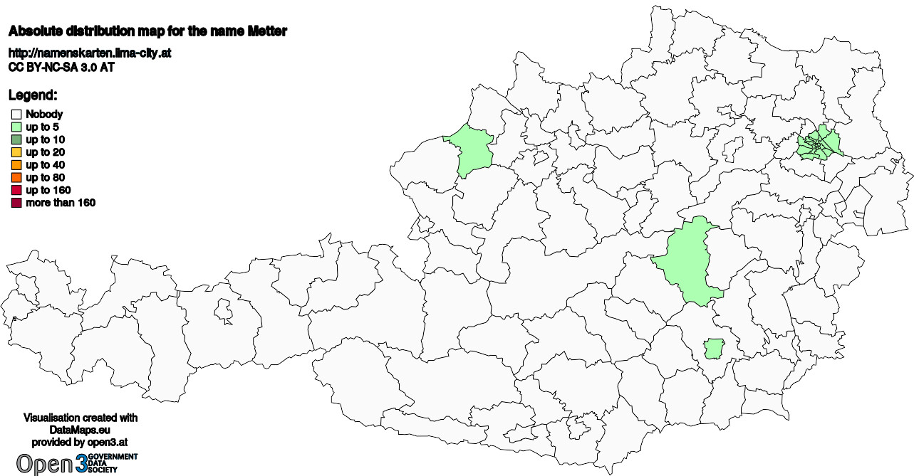 Absolute Distribution maps for surname Metter