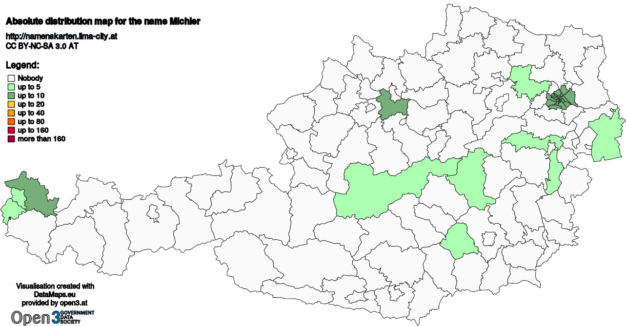 Absolute Distribution maps for surname Michler