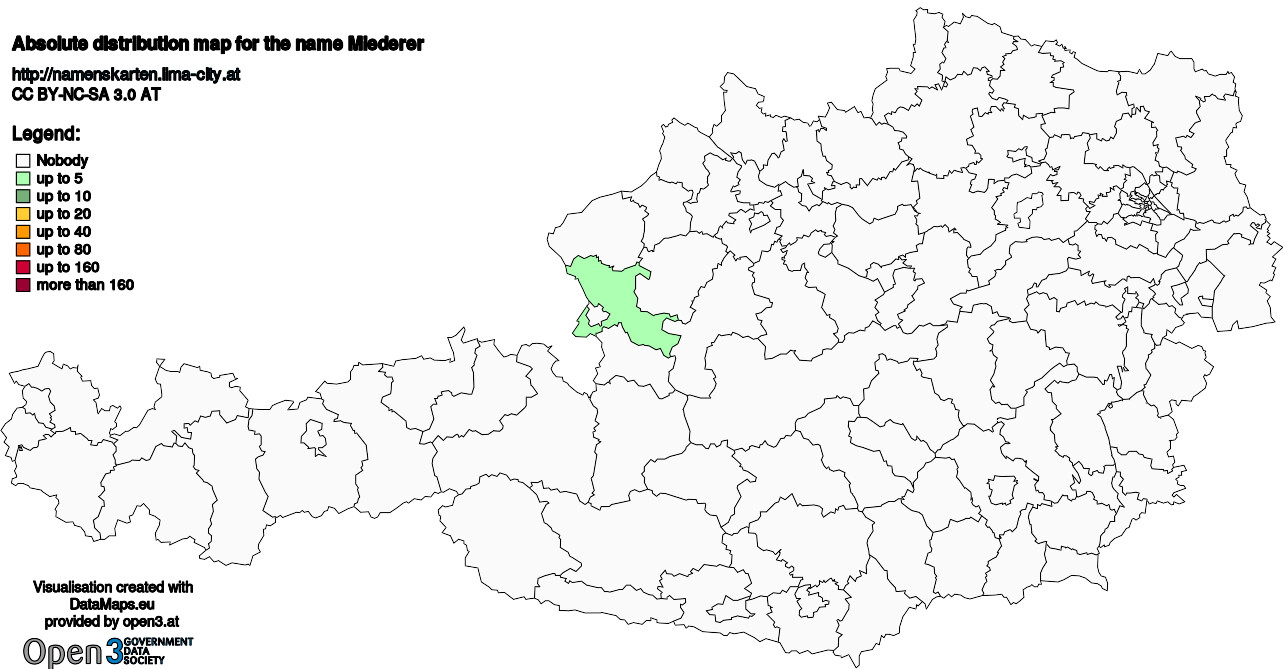 Absolute Distribution maps for surname Miederer