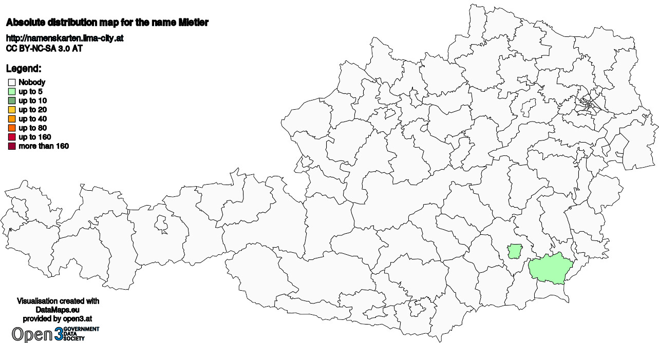 Absolute Distribution maps for surname Mietler