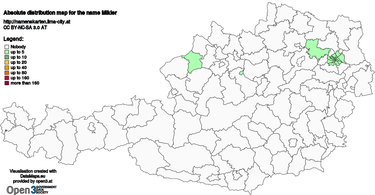 Absolute Distribution maps for surname Mikler