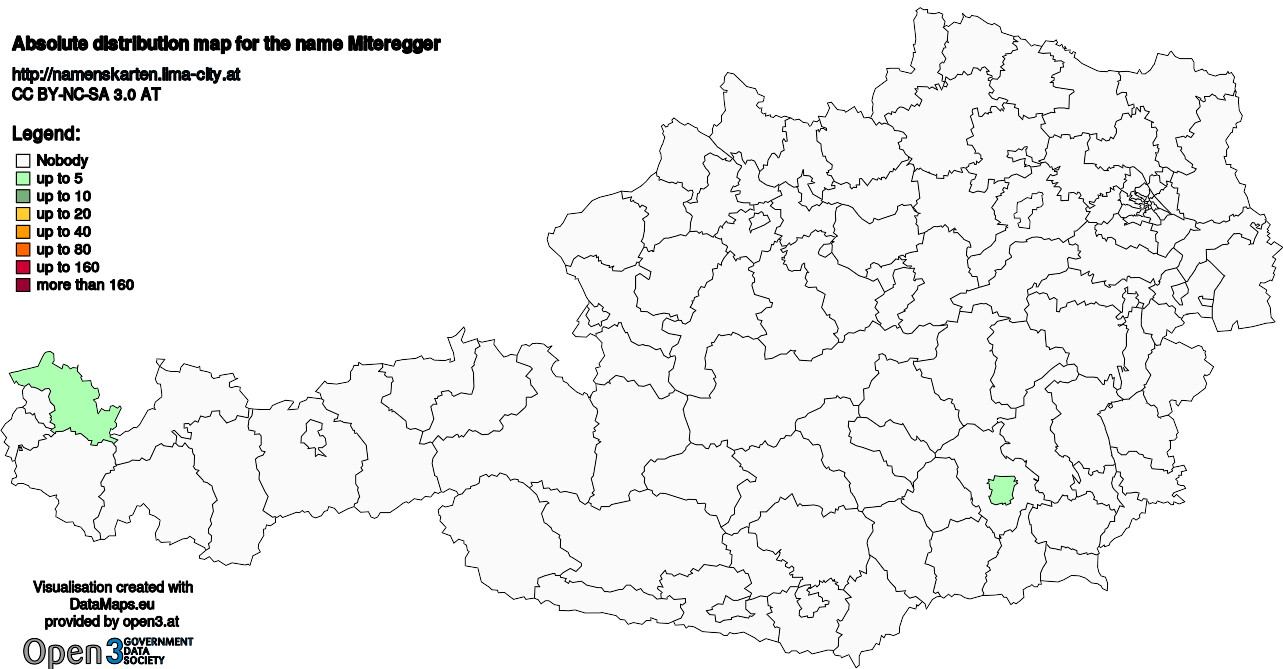 Absolute Distribution maps for surname Miteregger