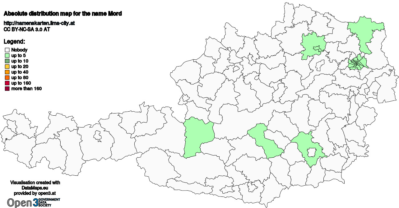 Absolute Distribution maps for surname Mord