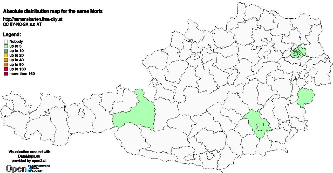 Absolute Distribution maps for surname Moriz