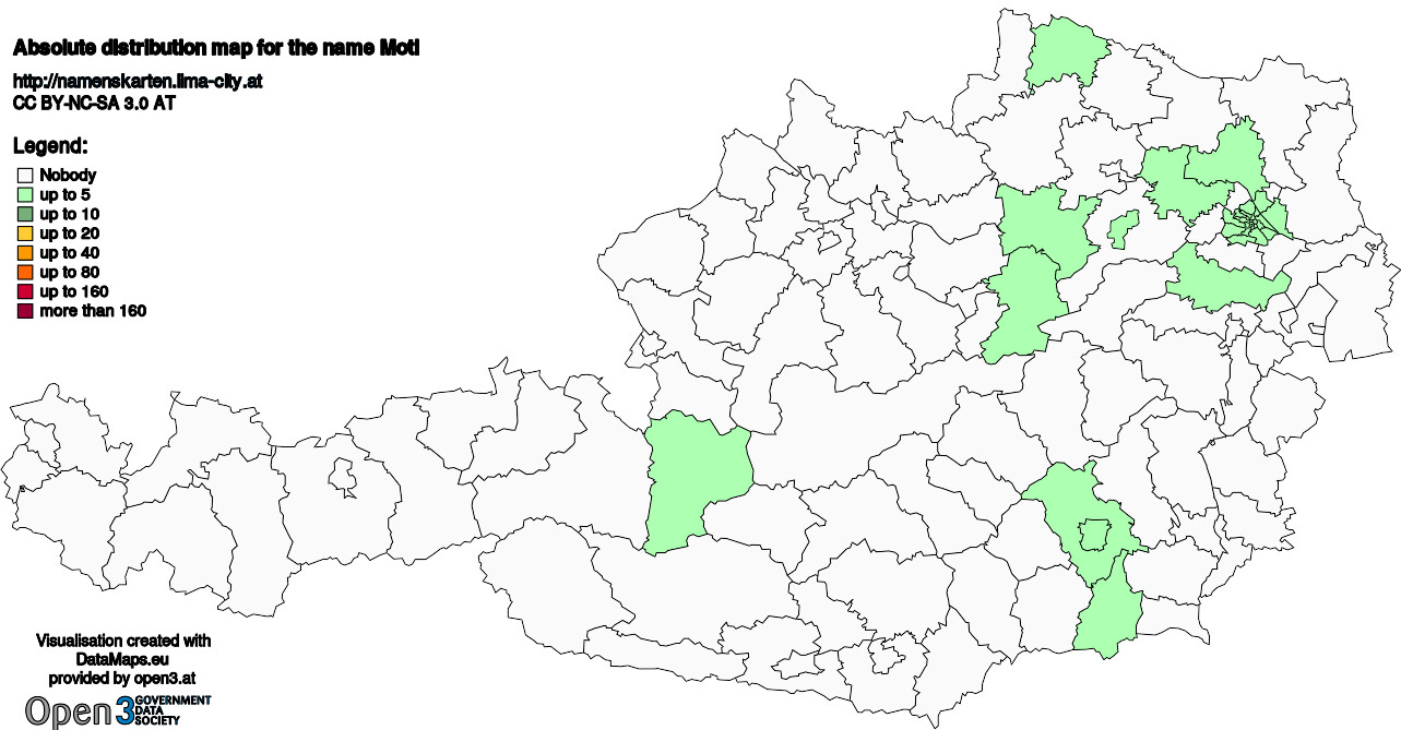 Absolute Distribution maps for surname Motl