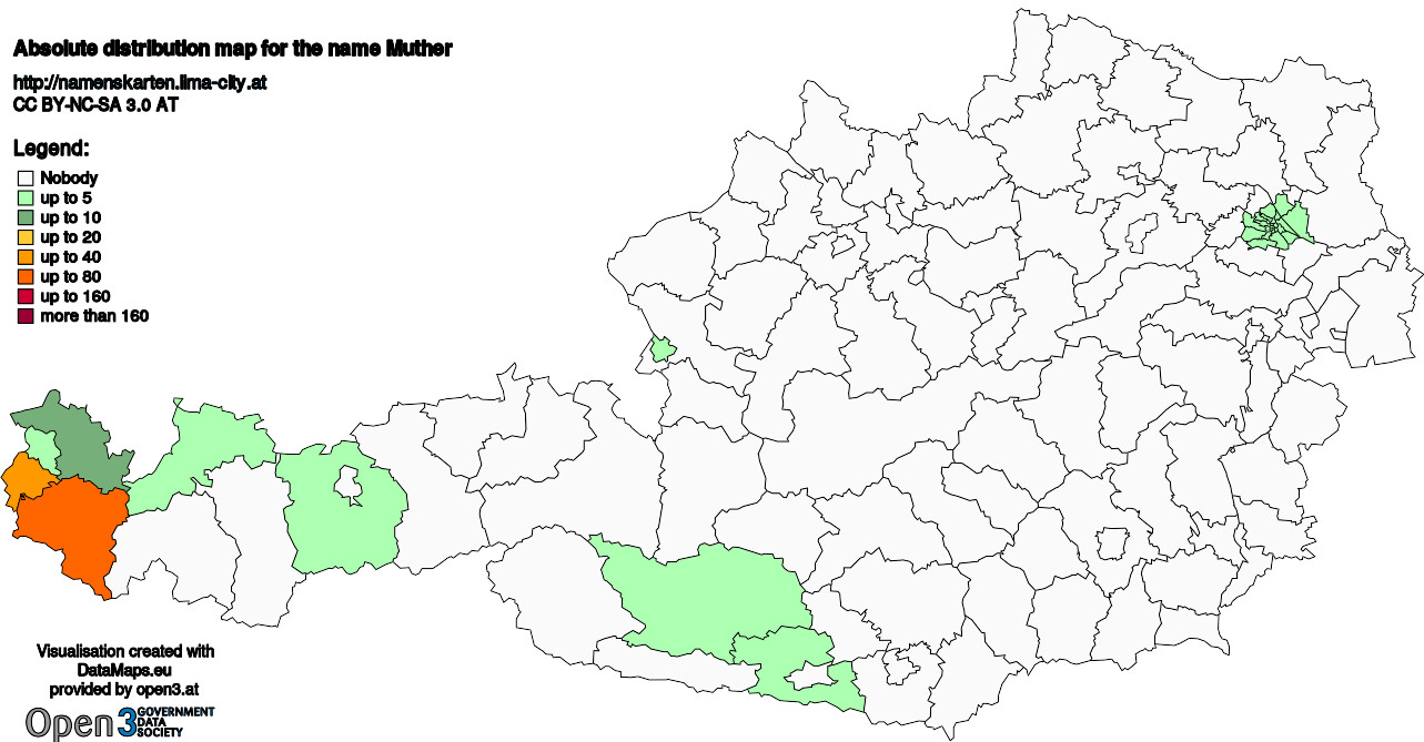 Absolute Distribution maps for surname Muther