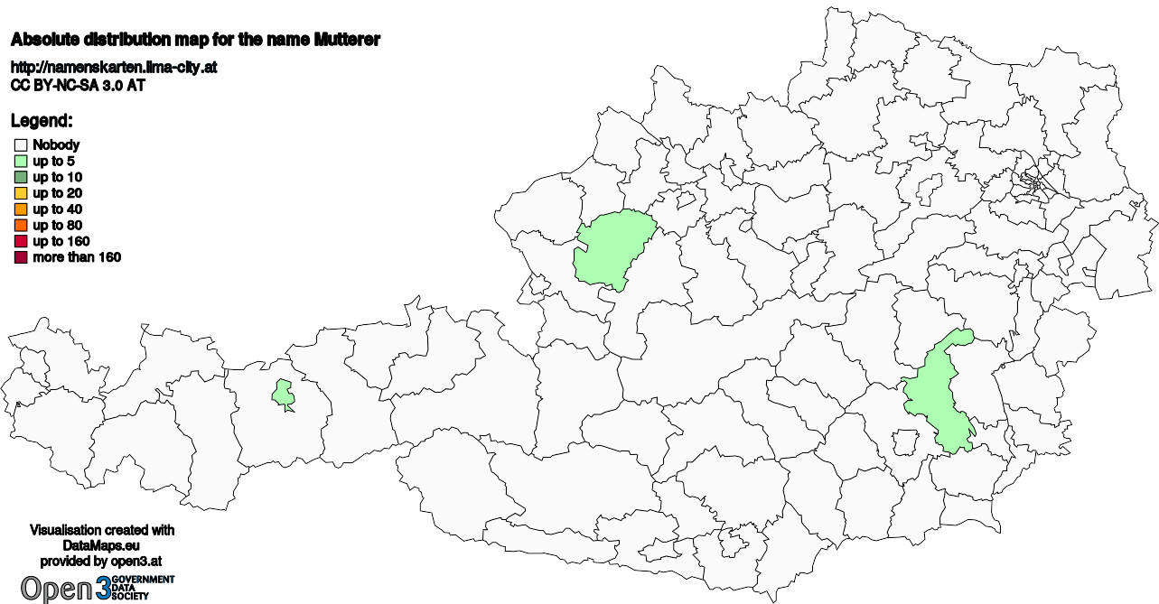 Absolute Distribution maps for surname Mutterer