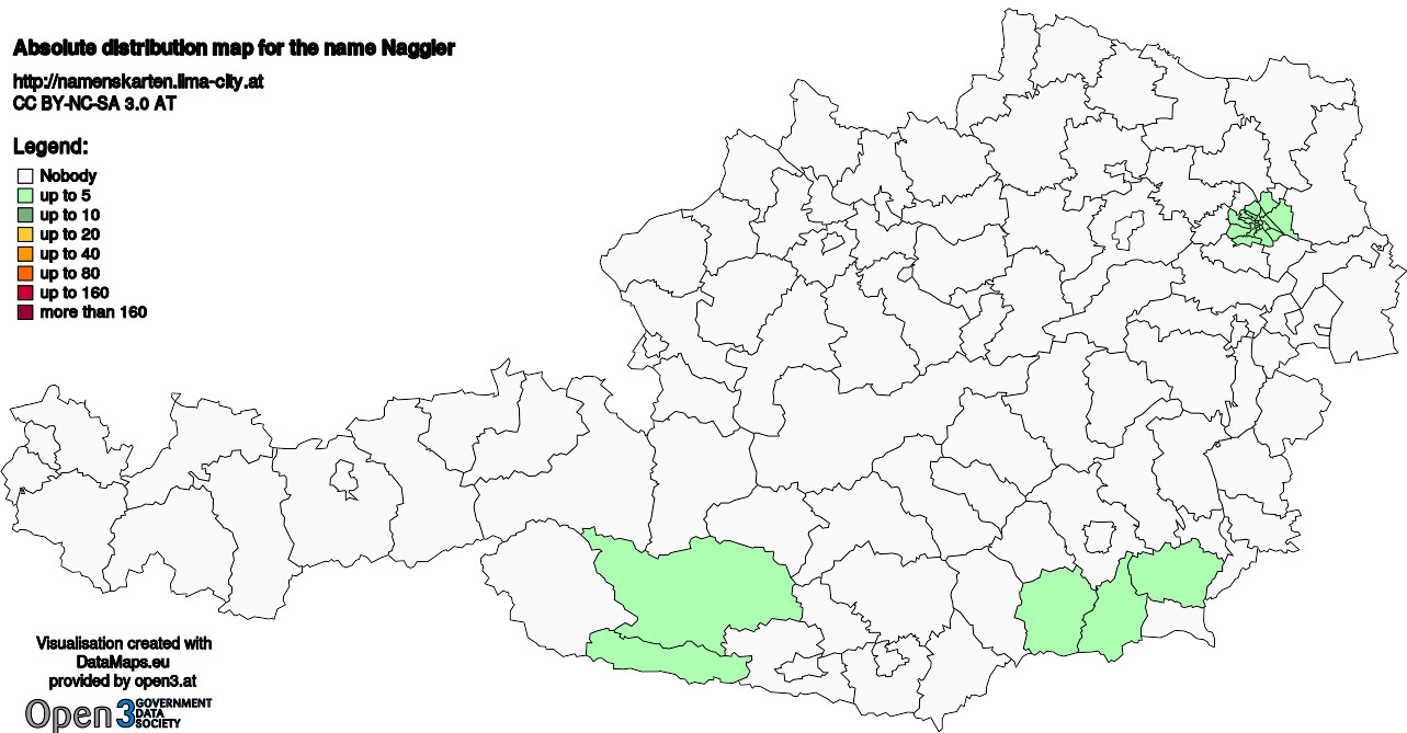 Absolute Distribution maps for surname Naggler