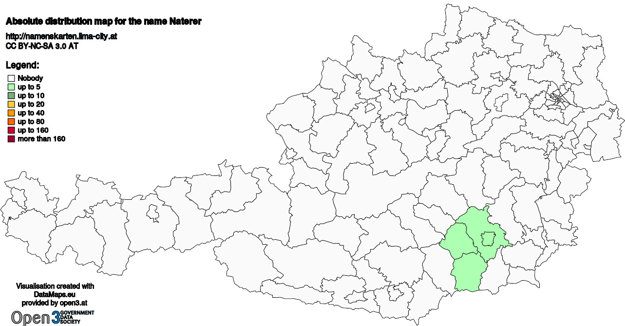 Absolute Distribution maps for surname Naterer