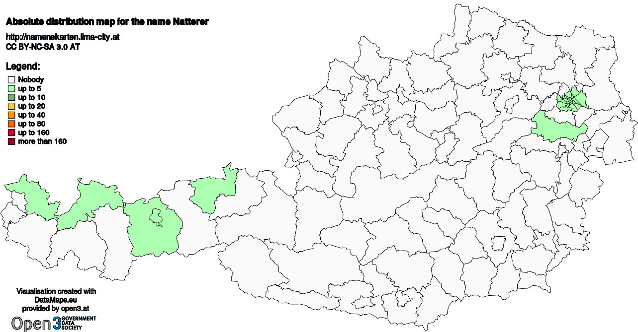 Absolute Distribution maps for surname Natterer