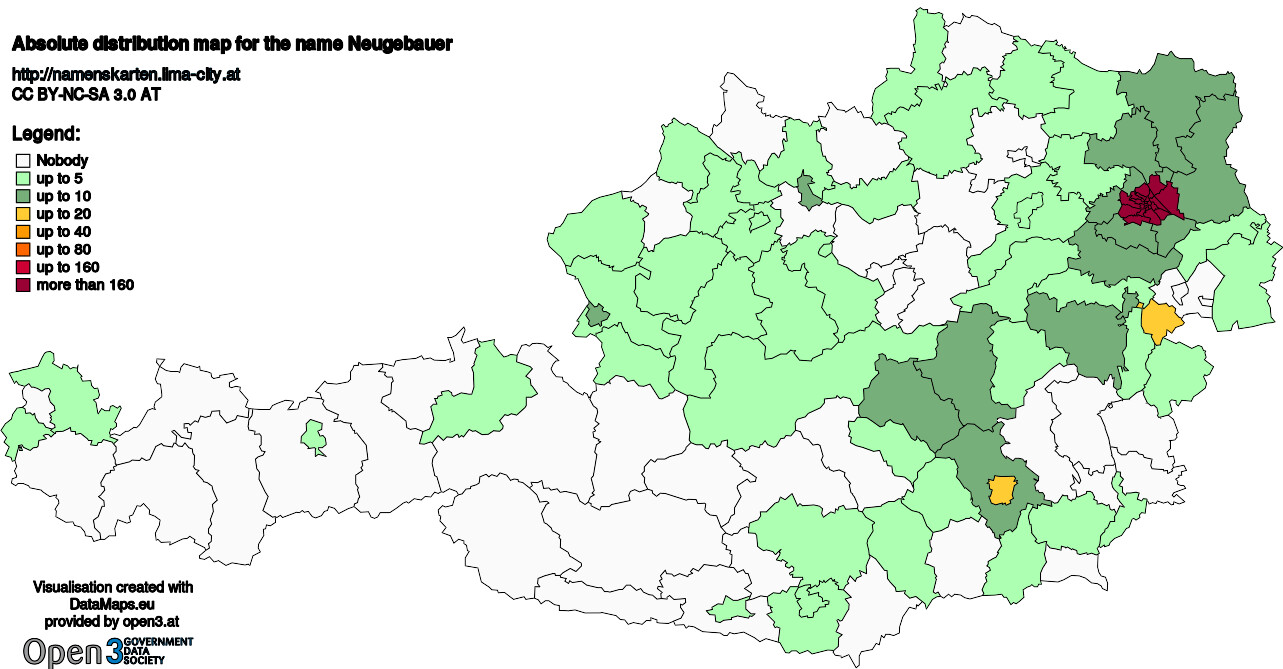 Absolute Distribution maps for surname Neugebauer